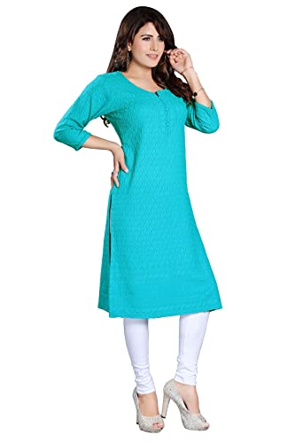 Image of DREAM & DZIRE Chikankari Kurti for Women of Cotton in Plus Size & Small Size.