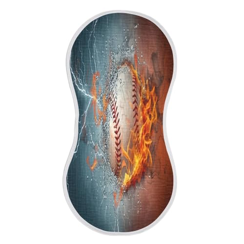 J JOYSAY Fire Baseball Orange Baby Burp Cloths for Boys Girls Large 22''x11'' Cotton 4 Layer Burp Cloth Set for Babies Unisex one sizex1