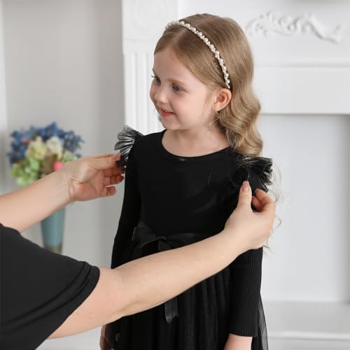 Toddler Girl Tulle Dress Fall Ruffle Long Sleeve Baby Girl Fashion Casual Dresses 2-6Y4