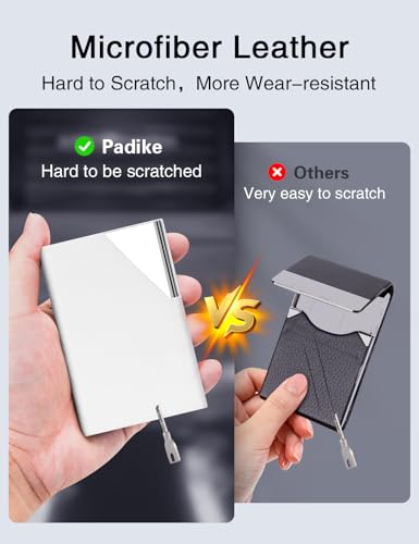 Image of Padike Business Card Holder, Upgraded Leather Business Card Case Pocket Card Holders for Men or Women, Metal Slim Name Card Holder RFID Blocking Business Card Carrier with Magnetic Closure (Y-WH)