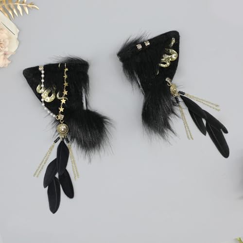 Diadema de criada con orejas de lobo anticaída para tocado mujer 5