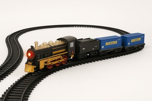 Tren Eléctrico Clásico con Luz y Sonido – Set de Tren de Juguete con Vías y Locomotora a Pilas | Modelo Retro de Vapor | Regalo para Niños y Niñas