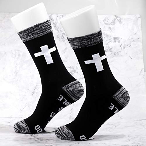JXGZSO Motivational Christian Socks Cross Inspirational Gift With God All Things Are Possible Religious Gift4