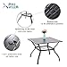PHI VILLA 37 Inch Outdoor Dining Table Metal Steel Slat Square Patio Dining Table with 1.57