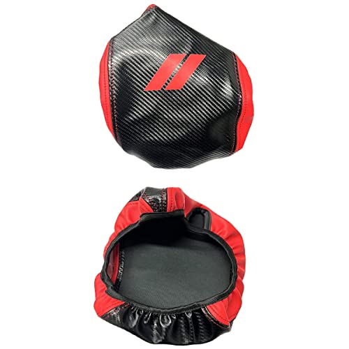 YOFAMO for Dodge Challenger 2015-2023 Car Armrest Cover Waterproof Center Console Pad Covers Scratch Resistance Box Cover Leather Protector Pad Decoration Accessories(Carbon Fiber + Red)