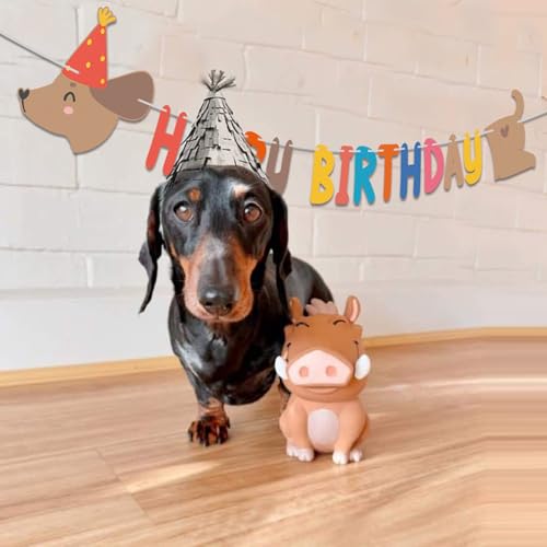 Image of Dachshund Dog Birthday Banner - Multicolor, 59 inch x 14.5 inch Long Sausage Wiener Dog Puppy Party Decoration