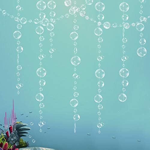 Under The Sea White Bubble Garlands for Little Mermaid Party Decorations 2D Bubble Coutout Garland Under Water Bubbles Hanging Streamer Pool Ocean Underwater Decor Kids Birthday Bday Party Supplies