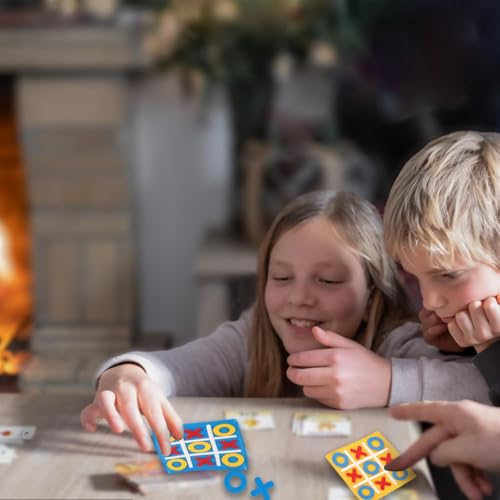 12 Stück Tic Tac Toe Spiel, Filz Brettspiel Set in Rot, Gelb und Blau, Ideal als Mitgebsel für Kindergeburtstage, Lernspielzeug für Kinder von 5 bis 12 Jahren