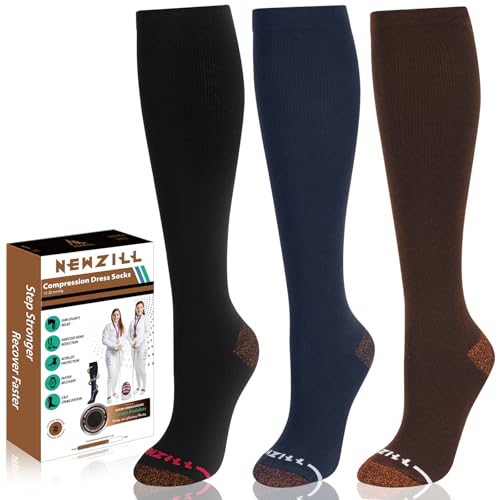 NEWZILL-Copper-Compression-Socks-for-Women-Men-15-20mmHg-Cotton-Rich-Odor-Control-Dress-Socks-for-Business-Casual-Running-Medical-Athletic-Support-Edema-Diabetic-Relief NEWZILL Copper Compression Socks for Women & Men 15-20mmHg Cotton Rich Odor Control Dress Socks for Business Casual Running Medical Athletic Support, Edema Diabetic Relief - Image 1