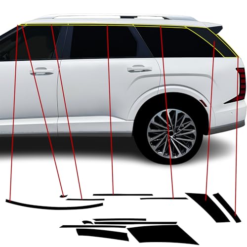 BOGAR TECH DESIGNS for Hyundai Palisade 2026-2027 Side Window Chrome Delete – Precut Vinyl Trim Overlay, Gloss Black Blackout Appearance