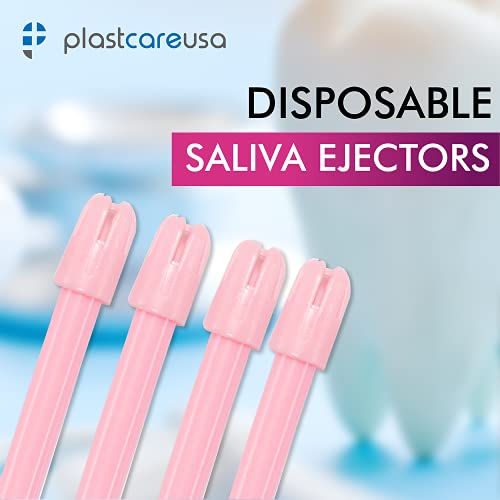 1000 Dental Saliva Ejectors Disposable - Medical Grade Latex Free Evacuation Suction Tips - Flexible Pink Tube With Pink Tip (10 Bags Of 100) By Plastcare Usa #TOP1