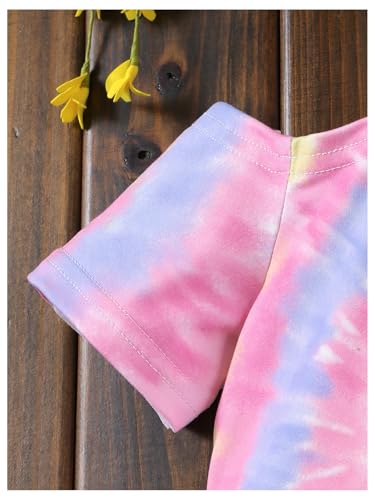 WDIRARA Girl's Tie Dye Heart Graphic T Shirt Asymmetrical Short Sleeve Shirts Tee Crop Tops4