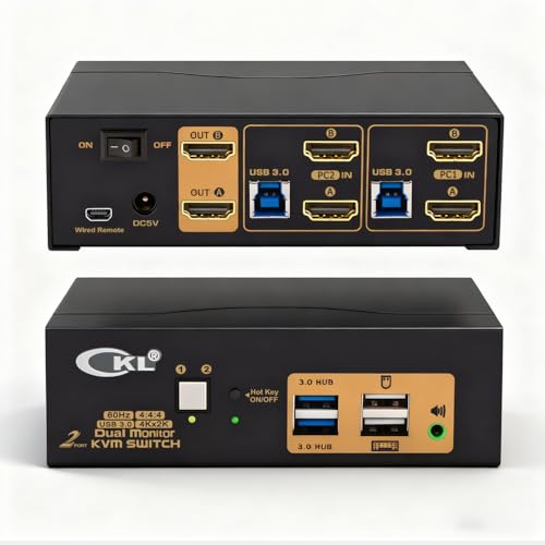 CKL KVM Switch Dual Monitor HDMI 4K@60Hz 922HUA-3