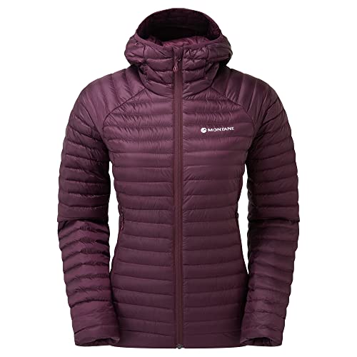 Montane Women's Anti-Freeze Lite Packable Hooded Down Jacket for Hiking, Climbing, & Skiing - Saskatoon Berry - Large