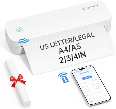 A4 Impresora portátil térmica, Impresora de Papel A4 Bluetooth pa...