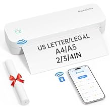 Portable Printer for Travel, Bluetooth Thermal Printer Supports 8.5 x 11 Inch US Letter Size, Compatible with Android and iOS & Laptop Inkless Mobile for Office, Car, School