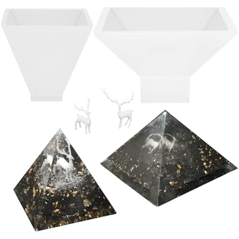 Lazymi Resin Pyramid Moulds for Resin Large, 2 Sizes Pyramid Silicone Mould with 2Pcs 3D Mini Deer Fillers, Epoxy Resin Moulds Pyramid Silicone for DIY Craft, Home Decoration Cover