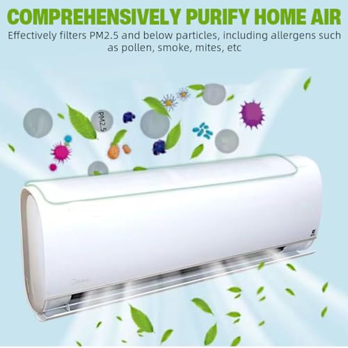 Image of HASTHIP Ac Cover - 10 Sheet 20 x 80 cm Non Woven Universal Ac Purifier Filter for Split Air Conditioner with Self-Adhesive Tabs Air Conditioner Accessories Stops Dust for Mobile Mini for Home, White