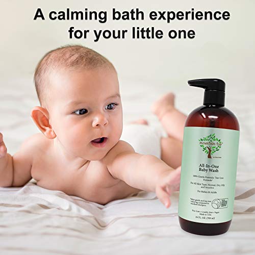 Mountain Top All-In-One Baby Wash (24 Oz / 709 Ml) With Premium Usda Biobased Ingredients, Sulfate-Free, Tear-Free, Hypoallergenic, Natural 2-In-1 Baby Shampoo & Body Wash #TOP3