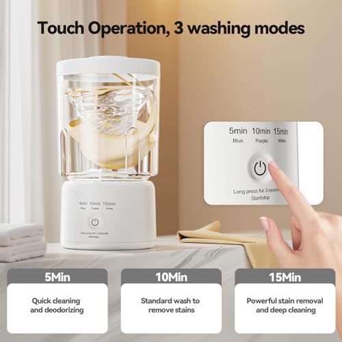 Image of Portable Mini Washing Machine, Underwear Washing Machine Small Clothes Washer Makeup Brush Cleaner (White)