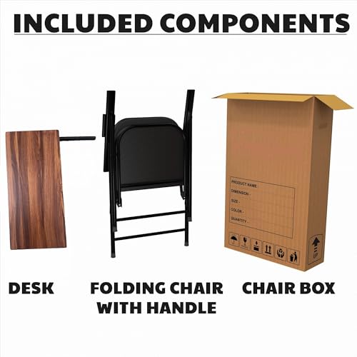 Image of MRC Multipurpose Folding Study Chair with Large Wood-Finish Writing Pad - Ergonomic Padded Seat,Space-Saving Design for Educational & Office Use (Black)
