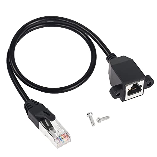 GINTOOYUN RJ50 10P10C Ethernet Cable, 10Pin RJ48 Male to Female Cable with Panel Mount Screw Hole