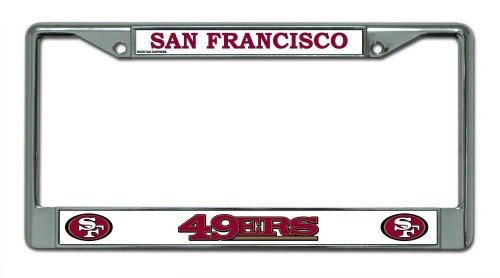 Rico Industries NFL Football San Francisco 49ers Premium License Plate Chrome Frame 12 x 6