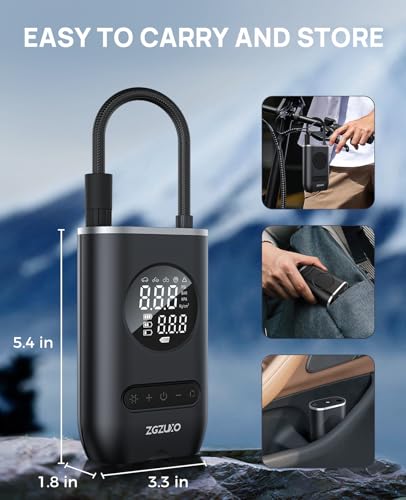 Zgzuxo CZK-3668 Tire Inflator Portable Air Compressor - 150Psi Cordless Air Pump For Car Tires With Pressure Gauge Led Light, Electric Bike Tire Pump thumb #7