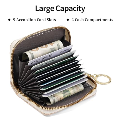 Image of RNIEGA Credit Card Holder RFID Blocking Small Wallet for Women Vegan Leather Card Case Wallets with Zipper Keychain