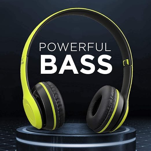 P47 icall Wireless Headphones Bluetooth 5.0 Over Ear Headphones Foldable Headset with Built-in Mic Lightweight Headset with Memory Card Support (Green) - Image 3