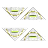 4 Pcs Geodreieck mit Griff - Geodreieck 14cm, Geodreieck Klein, Dreieck Lineal, Geodreieck Grundschule