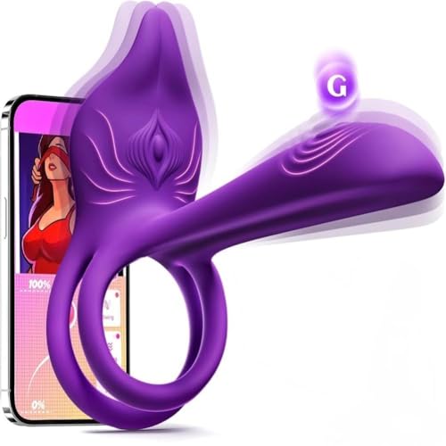 Image of Vibrating Cock Ring Couples Sex Toys - MOOLIGIRL Dual Penis Ring Vibrator with Fox-Shaped Clitoral Stimulator & 4.6in G Spot Vibrator, 10 Vibration Adult Toys for Men Women, Nipple Clamps Toy Jewlery