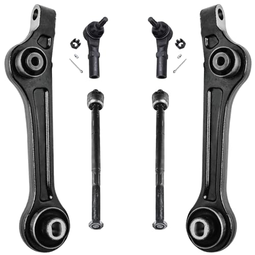 Image of Detroit Axle - 6pc Front End Control Arms Kit for 2011-2014 Chrysler 300, 2011-2018 Dodge Challenger, 2011-2020 Charger, 2 Lower Rearward Control Arms 4 Tie Rods 2012 2013 Replacement