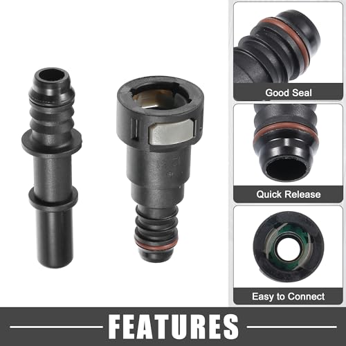 Image of Car Fuel Line Hose Quick Release Connector Kit Straight 1 /2 inch 12.61mm SAE to 1 /2 inch 12mm Disconnect Hose Plastic Gray (Pack of 2)
