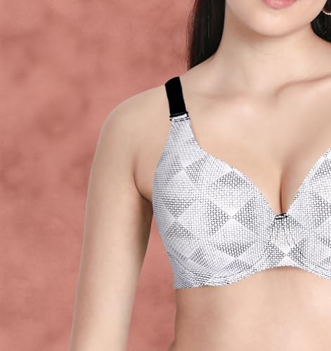 Image of SHYAWAY Women's Full Coverage Underwired Stripes Everyday T-Shirt Padded Bra - Black, White