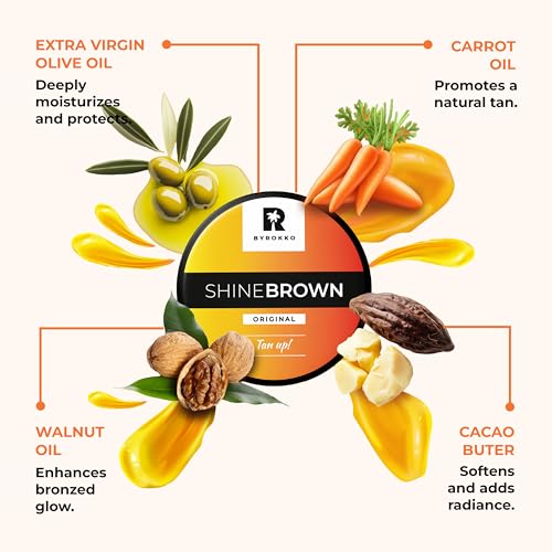 BYROKKO Shine Brown Tan Accelerator Cream 7.1 Fl Oz, Outdoor Sun or Indoor Tanning Oil or Tanning Bed Lotion, Fast Bronzer with Premium Natural Ingredients for Deep, Long-Lasting Glow