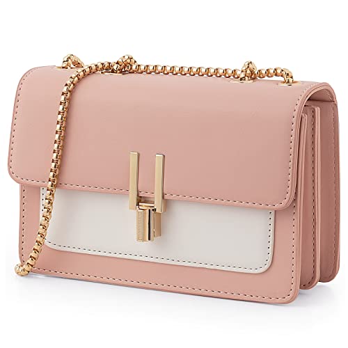 Image of Color-Block Crossbody Bags for Women Purses Designer Handbags Shoulder Bag | Cute Adjustable Chain Strap Leather Cross Body Purse, Ladies Trendy Satchel, Everyday Travel Handbag Medium Size