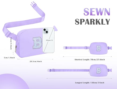 Image of COSHAYSOO Lavender Belt Bag Crossbody Initial Fanny Waist Pack Small Teen Girl Gifts Trendy Stuff for Her Friends 7 8 9 10 11 12 13 Year Old Birthday Anniversary Easter Gifts Preppy Letter B