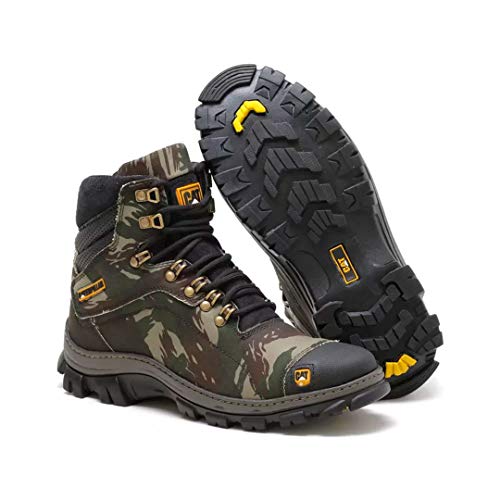 Botina Bota Couro Camuflada Militar Solado Antiderrapante (40)