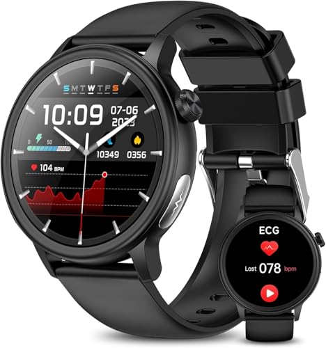 YYKY Reloj Inteligente con ECG/Ácido Úrico/HRV/Lípidos/Tension Arterial, 1.39' Reloj Medidor con BMI/Fatiga/Emociones, 24/7 Pulsometro/Temperatura Corporal/Sueño, Salud para Android iOS