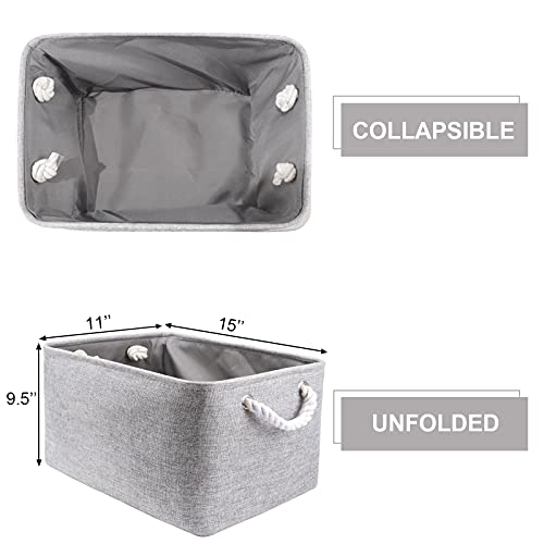 Hnzige Shelf Baskets For Storage(3 Pack) Storage Bins Fabric Storage Baskets For Shelves,Baskets Set For Organizing Clothes,Nursery,Laundry(Gray,15" X 11" X 9.5") #TOP6