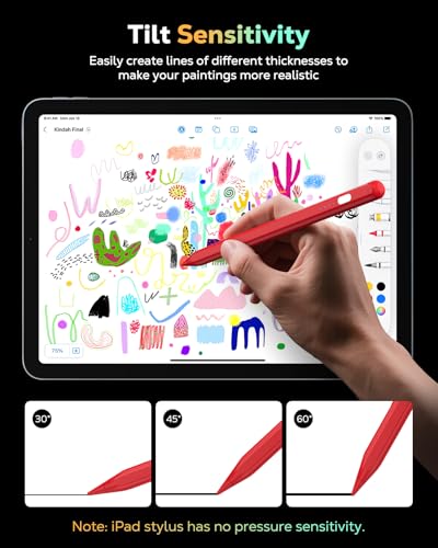 Image of Moko Pencil for iPad(A16) 11th 10th Gen,USB-C Fast Charging,Red | Stylus Pen for 2018-2026 Apple iPad 11 /10 /9 /8 /7 /6 /A16, Mini 7-5, Air M4-M2 11 inch /13 inch /5 /4 /3, Pro 13 inch /12.9 inch /11 inch Tilt Sensitivity