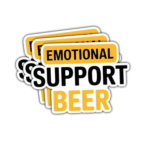 3pcs Emotional Support Beer Stickers, Funny Drinking Quote Vinyl Decals, Sarcastic Humor Waterproof Stickers for Laptop Water Bottle Cooler Gift by BOZENTIM - Used condition - US$5.94