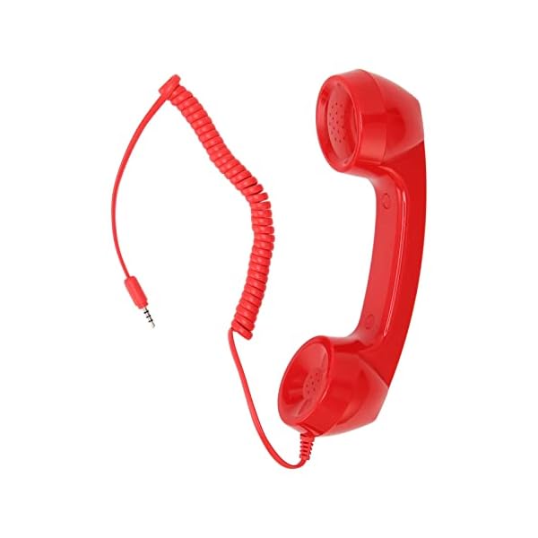 Retro Phone Handset, Multifunction Radiation Proof Handheld Cell Phone Receiver, Handheld Receiver with Volume Controlfor Mobile Phones, Computers (Red)