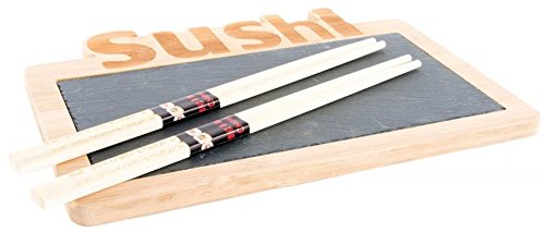 Planche à sushis plateau de présentation bois avec baguettes de service