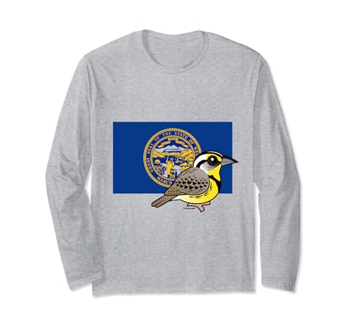 State Birdorable of Nebraska: Western Meadowlark Cute Bird Long Sleeve T-Shirt