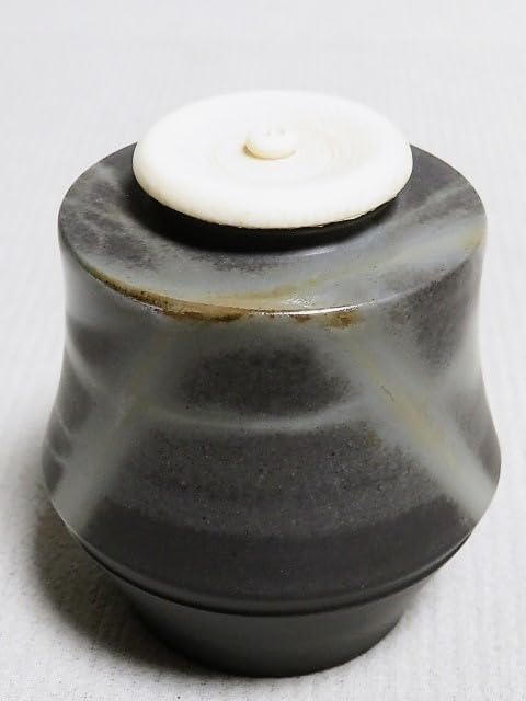 【吉】CM581 【小西陶古】 備前焼 青備前 茶入／共箱付 美品！ 安い，本物保証