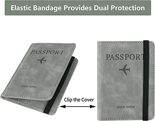 Image of House of Quirk Passport Holder Cover Travel Wallet Organiser, Passport Case with PU Leather Travel Document Holder for Men & Women Travel Accessories (Grey)