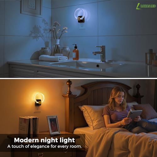 Image of L LOHAS LED Night Lights Plug into Wall, Changing RGB Night Light with Dusk to Dawn Sensor, 180 Rotatable Acrylic Nightlight Plug in Wall for Halloween, Christmas, Holiday, Hallway[2 Pack]