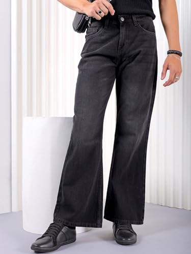 Image of The Indian Garage Co Men Bootcut Loose Fit Solid Mid-Rise Jeans